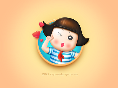19八3 logo re-design girl icon logo love yellow