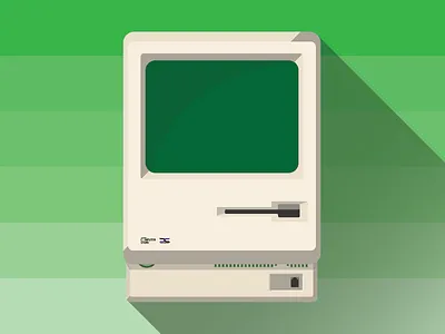 Old Tech apple computer earth day flat illustration long shadow macintosh technology