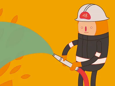 Fireman fire fireman flames helmet hose orange vector