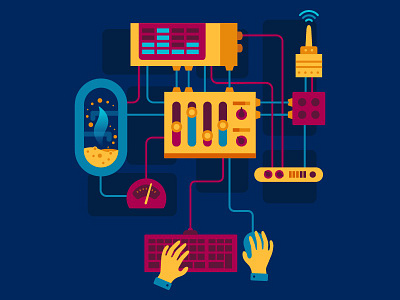 Mimic Illustration facility flat grain illustration industrial operations plant process management simulation software systems technology