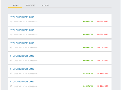 Tabbed List dashboard green list red tabs ui