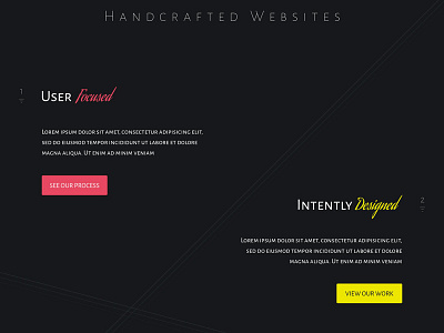 2015 Portfolio - Info Section asymmetric branding dark lines portfolio red script website yellow