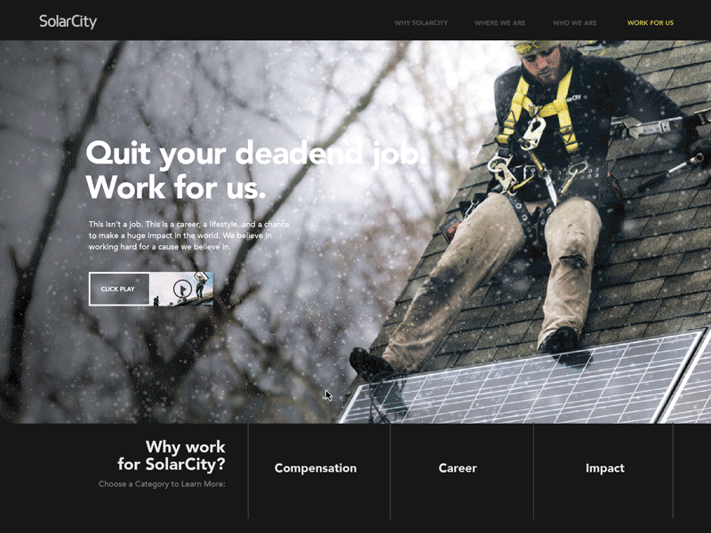 Animated Video Click animation solar power solarcity ui ux video web web design website