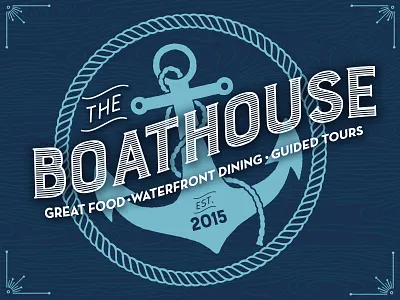 Boathouse Logo anchor blue boats design logo design logos nautical vector wood