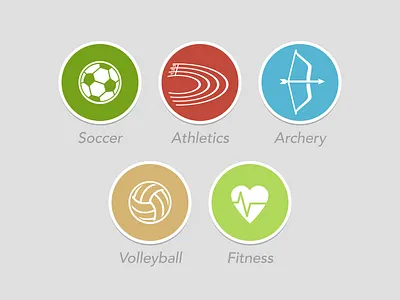 Sportpark Icons archery athletics fitness flat icon soccer sports volleyball