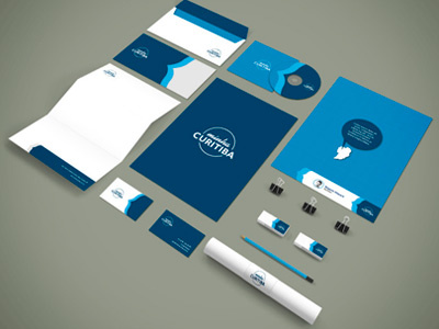 Minha Curitiba blue curitiba id stationery visual identity