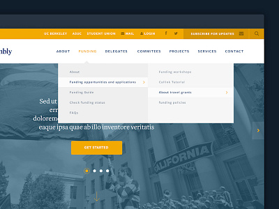 UC Berkeley GA Menu Detail color content heavy menu mobile responsive typography ui ux wordpress