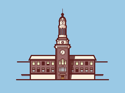 College architecture art college design flat graphic illustration line school