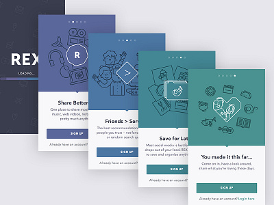 Rex Onboarding Set app flat illustrations ios onboarding product design rex ui