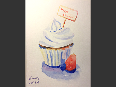 Cupcake - Watercolor Dessert art card dessert handdrawn painting watercolor