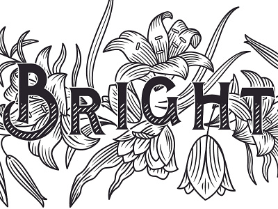 Bright-eyed! flowers illustration lettering