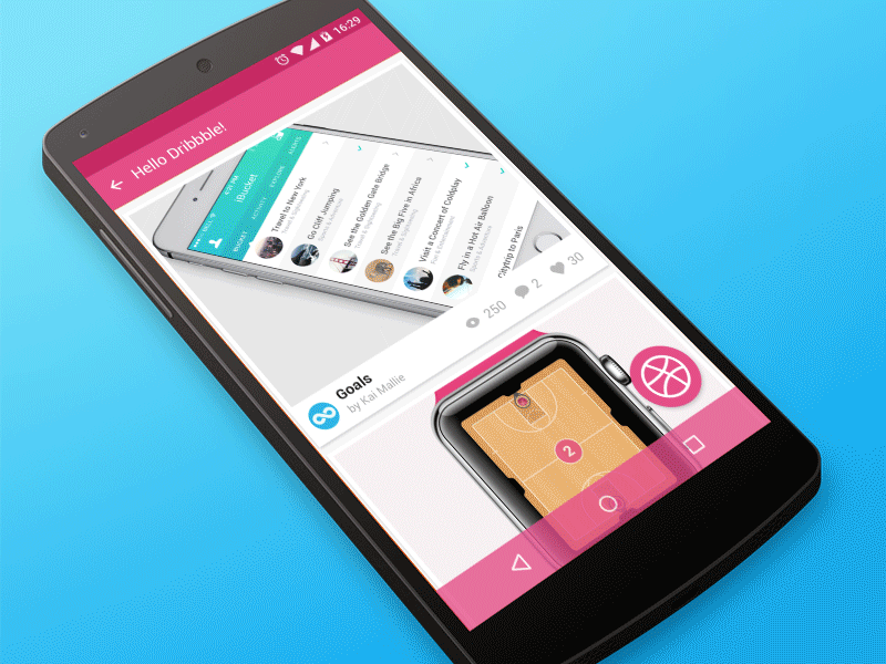 Hello Dribbble! android animation dribbble gif invite lollipop material nexus