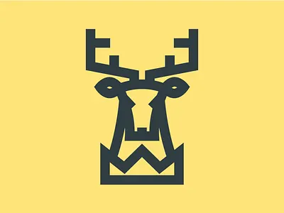 Stag antlers crown deer game of thrones geometric geometry pale yellow stag