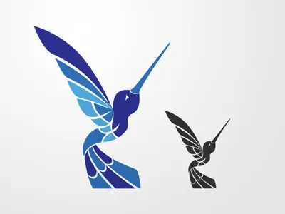 Hummingbird bird blue color vector