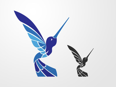 Hummingbird bird blue color vector
