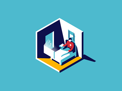 Iso Illo bed design detroit freelance illustration isometric ui ux vector