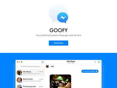 Goofy 2.0 Website app site facebook goofy messenger web design website