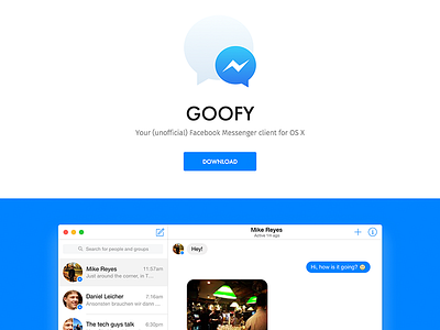 Goofy 2.0 Website app site facebook goofy messenger web design website