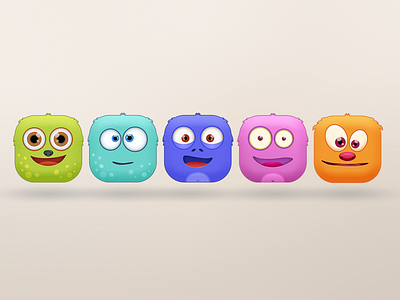 Cute monsters casual games characters clean design colorful cute monsters game art game characters happy kids art puzzle games