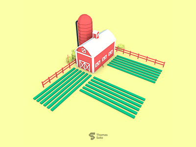 F for Farm 36daysoftype 3d f farm lowpoly render type