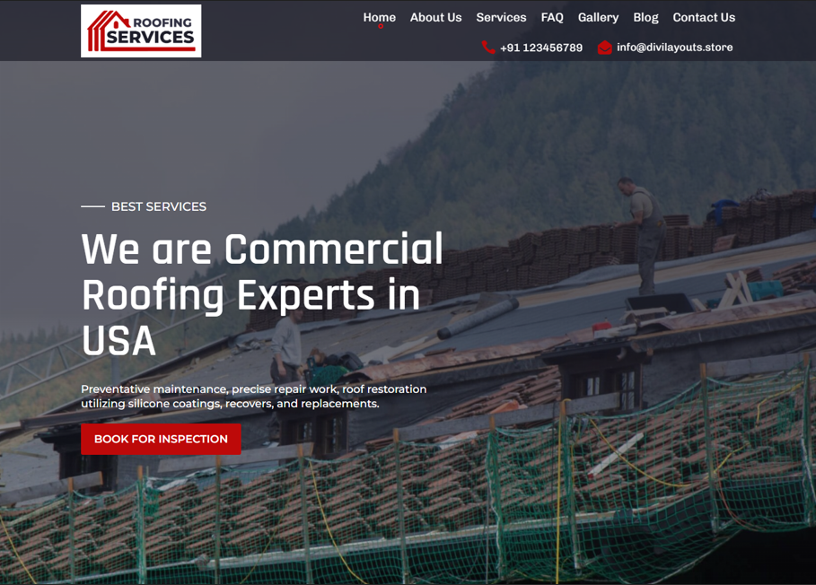 Example of Roofing Service Word Press Website