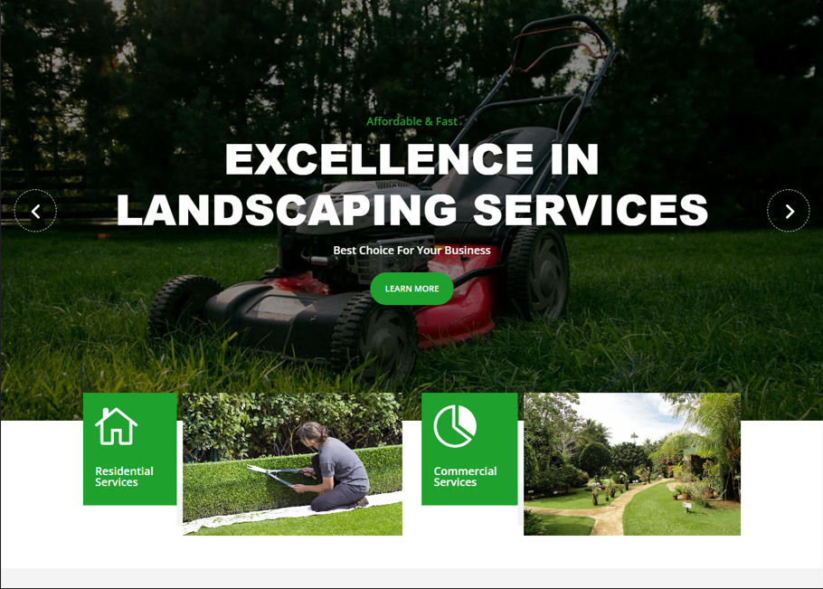 Example of Lawn Care Service Word Press Website