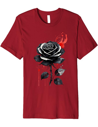 An elegant black rose. amazon black design elegant floral flower flowers gothic illustration rose roses shirt shirts watercolor