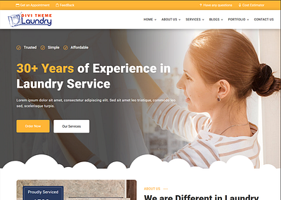 Laundry Service WordPress Website business clothing service divi landing page design laundry service ui design web design website website devlopment website redesign wordpress