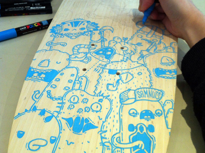 Custom Board custom doodles monster posca samnuts skateboard