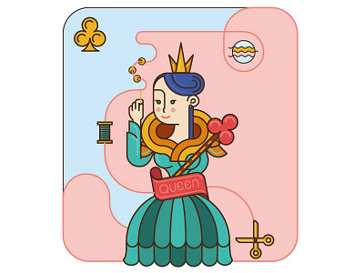 Wip Queen Club card design flat graphic illustration line queen wip