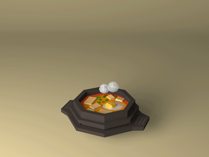 Tofu Soup c4d cinema4d egg food low poly low polygon tofu tofu soup