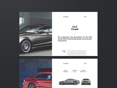 Merceses Benz - Detail Screens content design detail fullwidth mercedes benz parameters photos stats subpage ui website