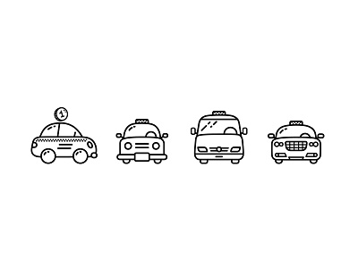 Transportation icons app bus car coin drive icon illustration line outline taxi transport transportation