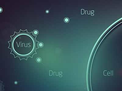 Drugs biology blue cell drug green medical outline proteins