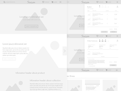 Season wireframes ecommerce grey high fed wireframes wires