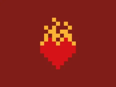 Heart On Fire fire heart love mohldesign pixelated