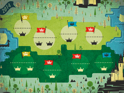 More Map boat castle crown design illustration map tree