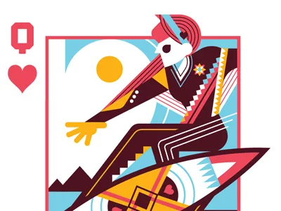 Queen of Hearts hearts illustration queen surfing vector