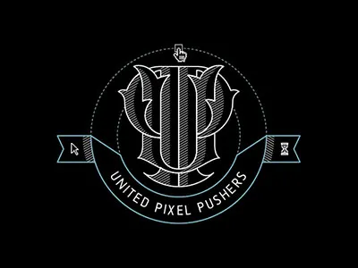 United Pixel Pushers badge lettering logo monogram type typography ux uxdesign