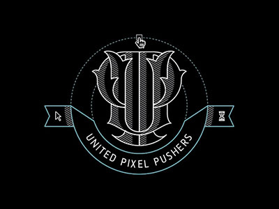 United Pixel Pushers badge lettering logo monogram type typography ux uxdesign