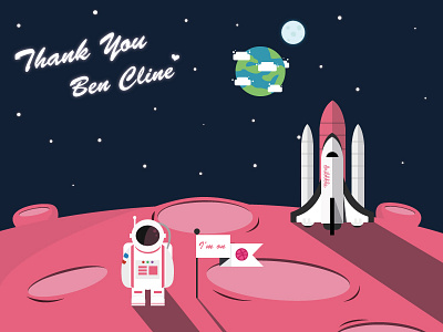 First shot // Hello Dribbble ! clean creative debut dribbble first shot flat flat design illustration moon space stars ui