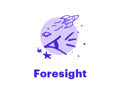 Foresight future handdrawn monochrome space type