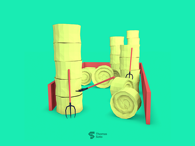 H for Haystack 36daysoftype 3d h haystack lowpoly render type