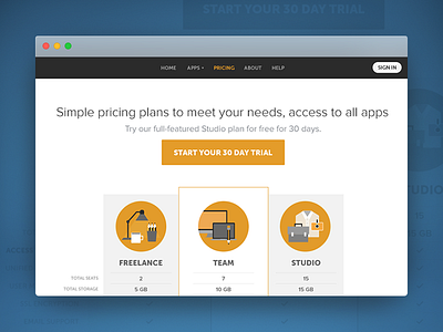 Pricing Plan icons pricing subscription table web