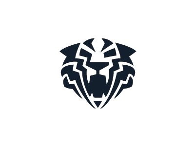 Tiger Head animal beast head jungle logo negative space tiger