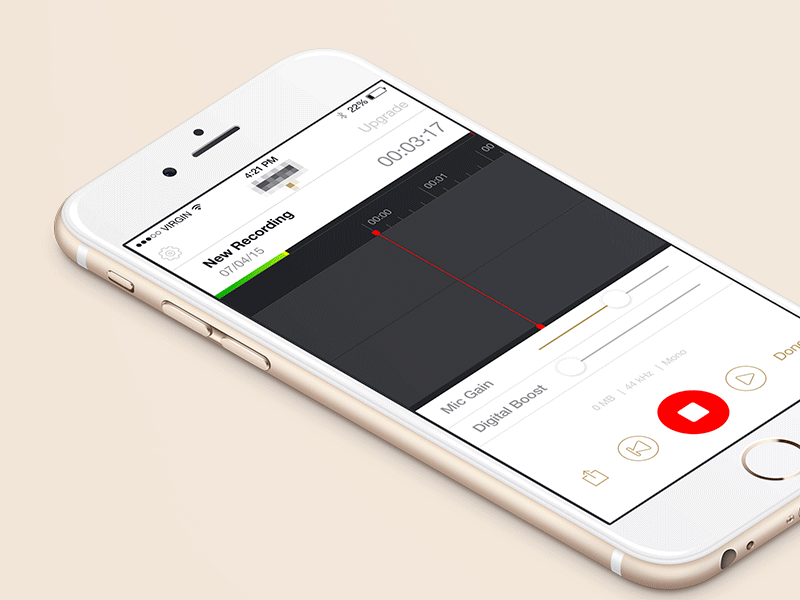 App Redesign animation app flat ios ipad iphone microphone music rec sound ui ux