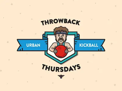 Urban Kickball 80s banner character icon illustration kickball line art logo mark throwback vintage