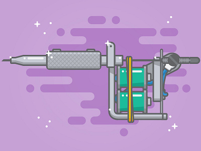 Gun Slinger flat design illustration line art