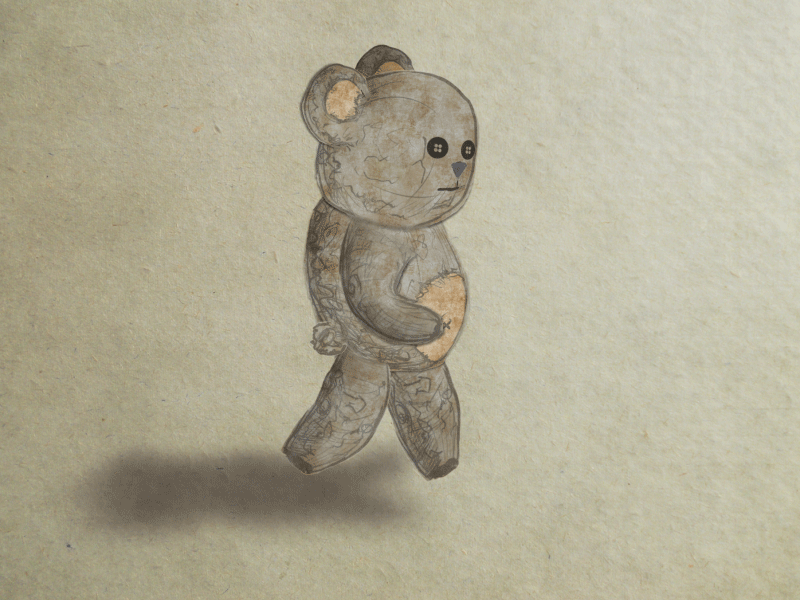 Creepy Teddy Walk Cycle after effects animation creepy cycle drawing gif hand drawn walk walk cycle