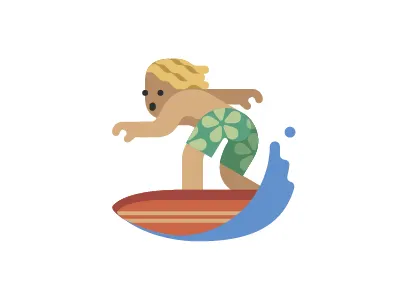 Surfing board character flat icon illustration player sport surf surfing vector art wave